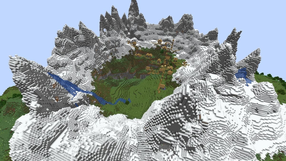 Minecraft のリング山と村