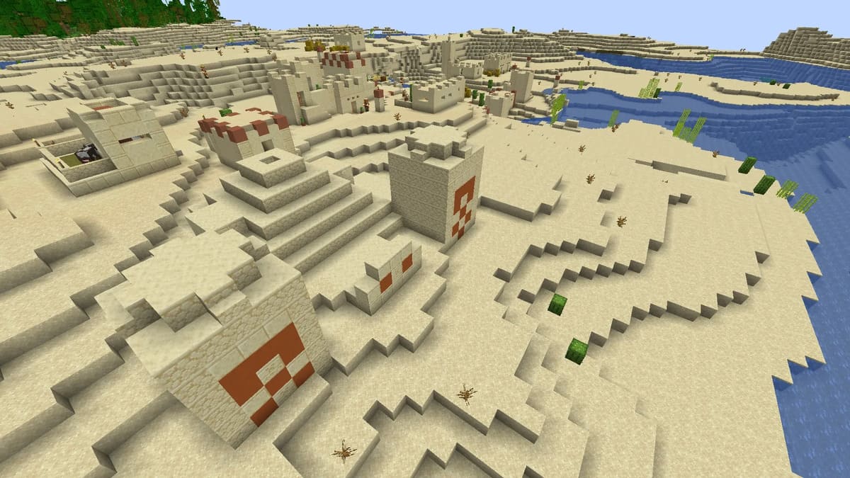 Minecraft の砂漠の寺院と村