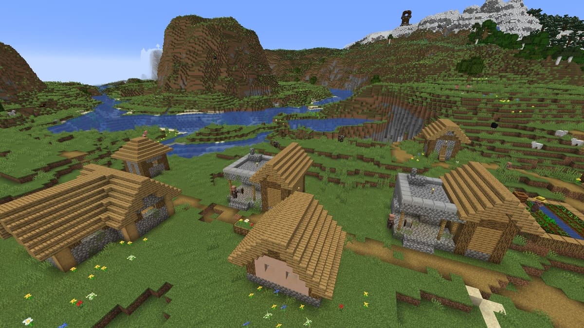 Minecraft の 2 つの鍛冶屋と村