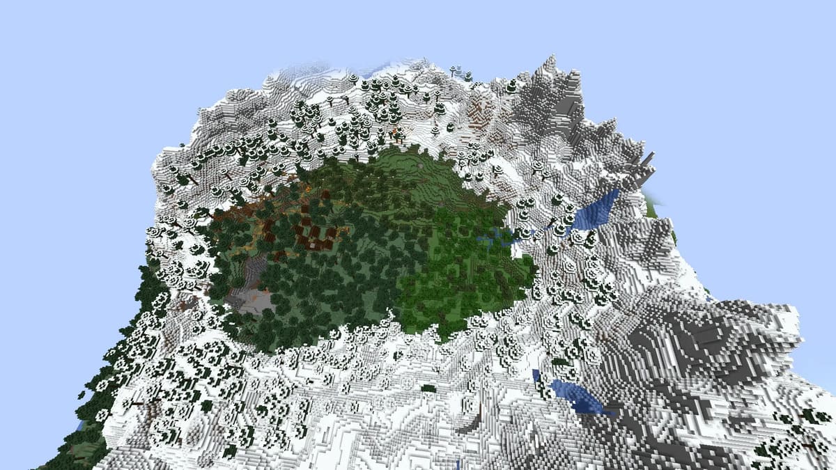 Minecraft のリング山と村