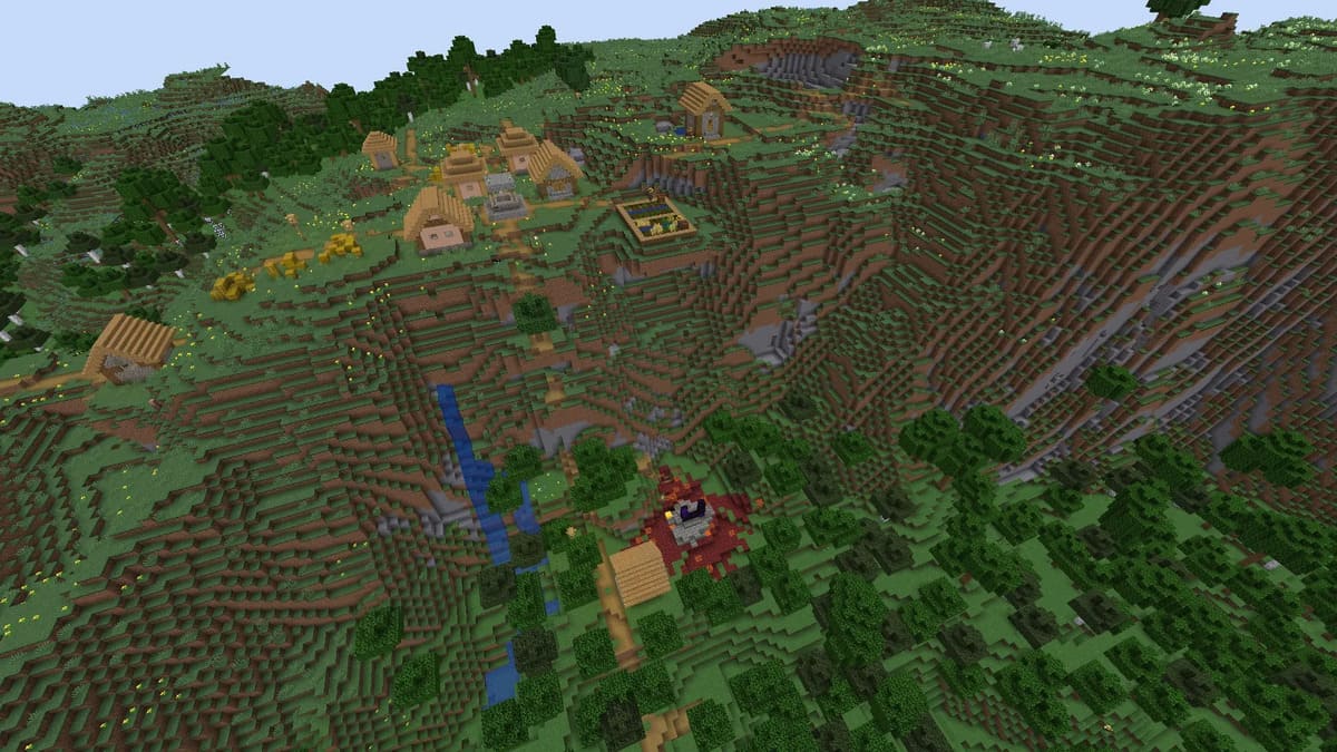 Minecraft の廃墟となったポータルと村