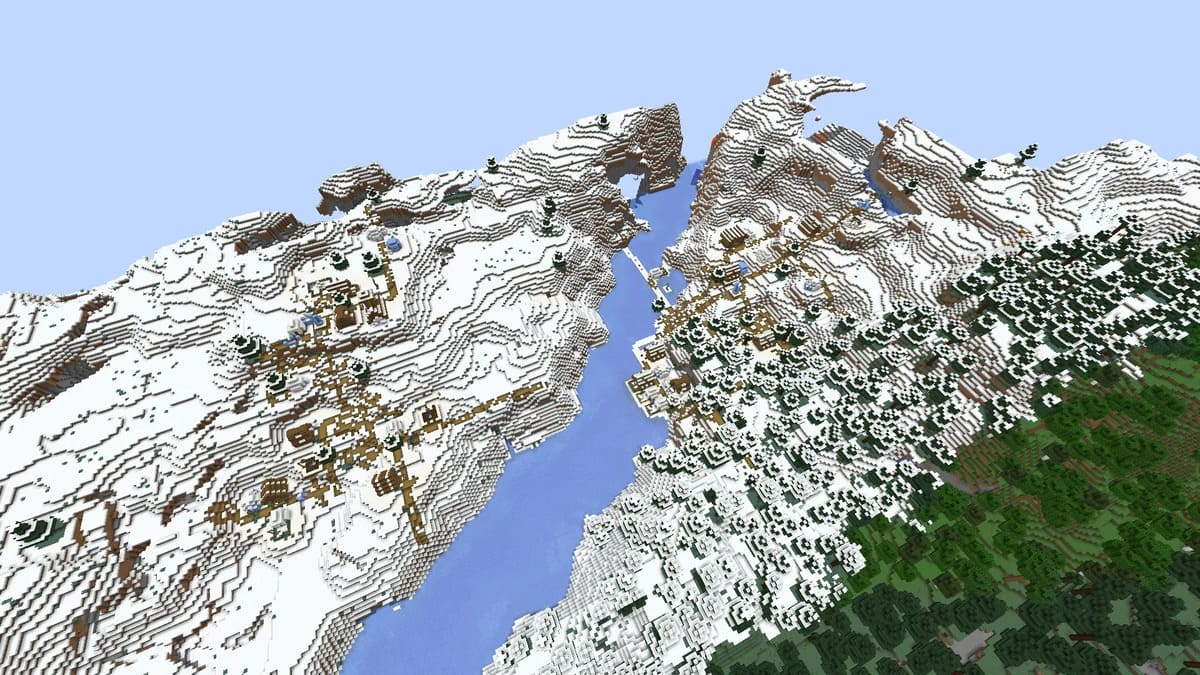 Podwójna śnieżna wioska w Minecrafcie