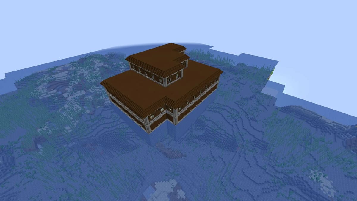 Minecraft の海に浮かぶ森の邸宅