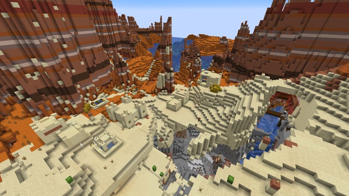 Deep ravine and village in Minecraft