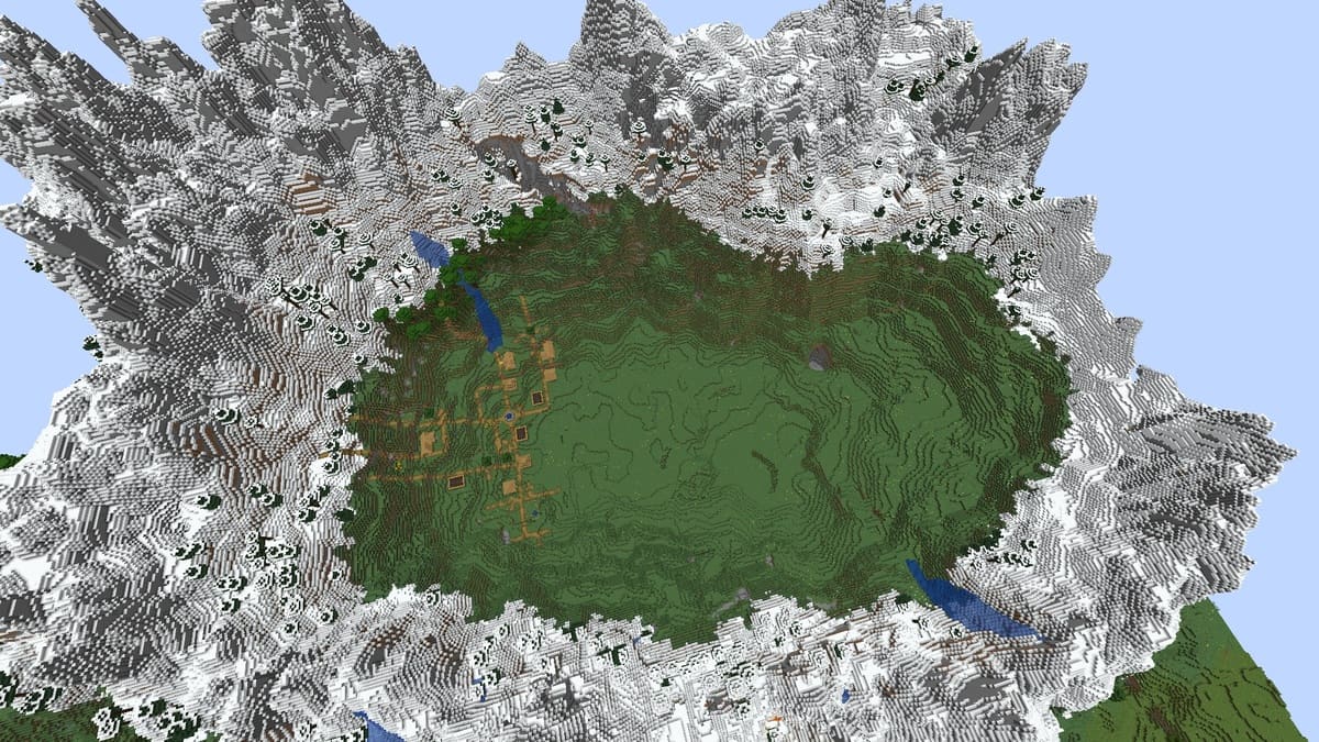 Ring mountain and village in Minecraft