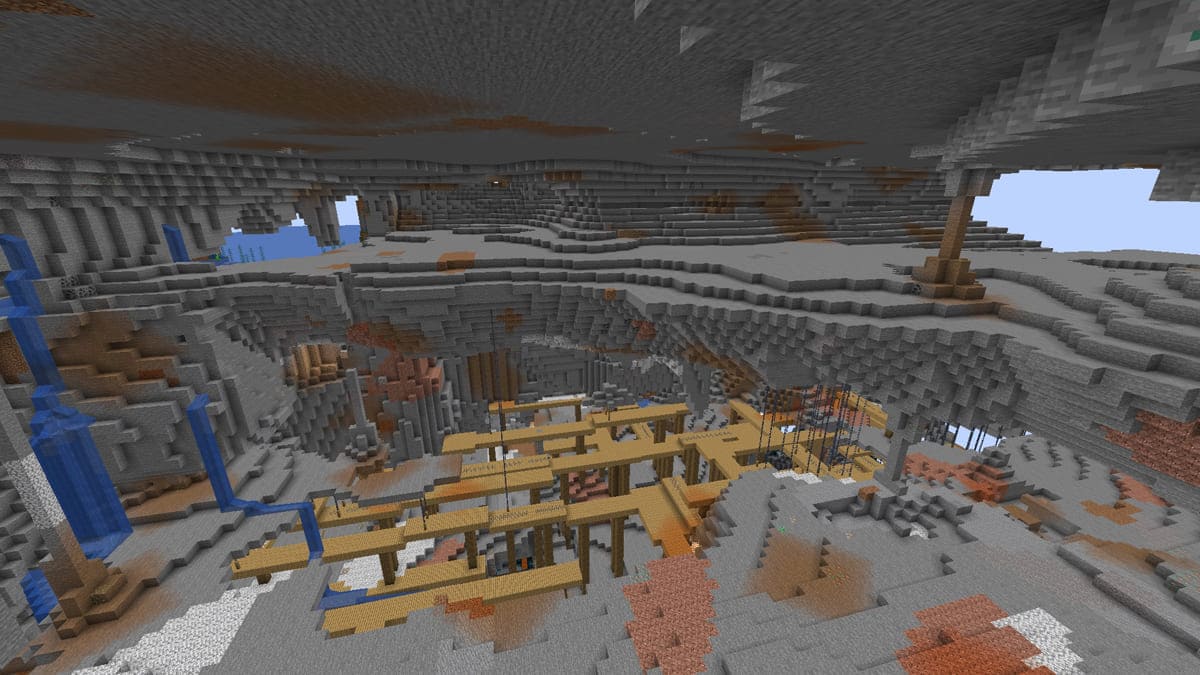 Puits de mine exposé dans Minecraft