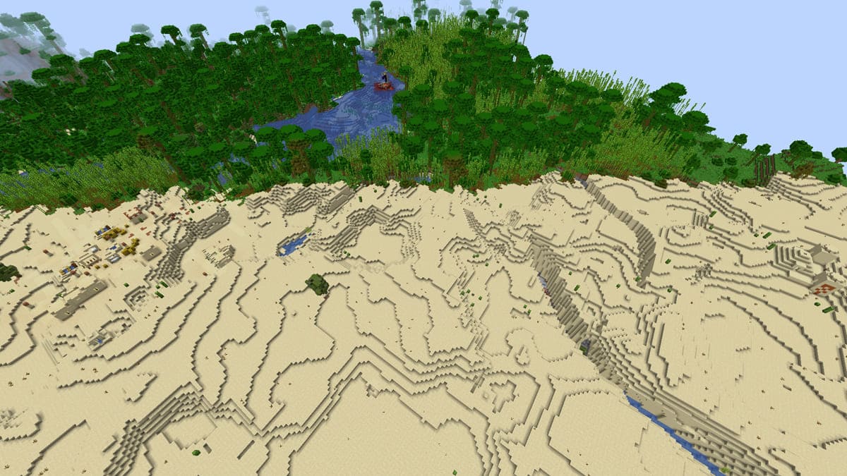 Desert temple and village in Minecraft