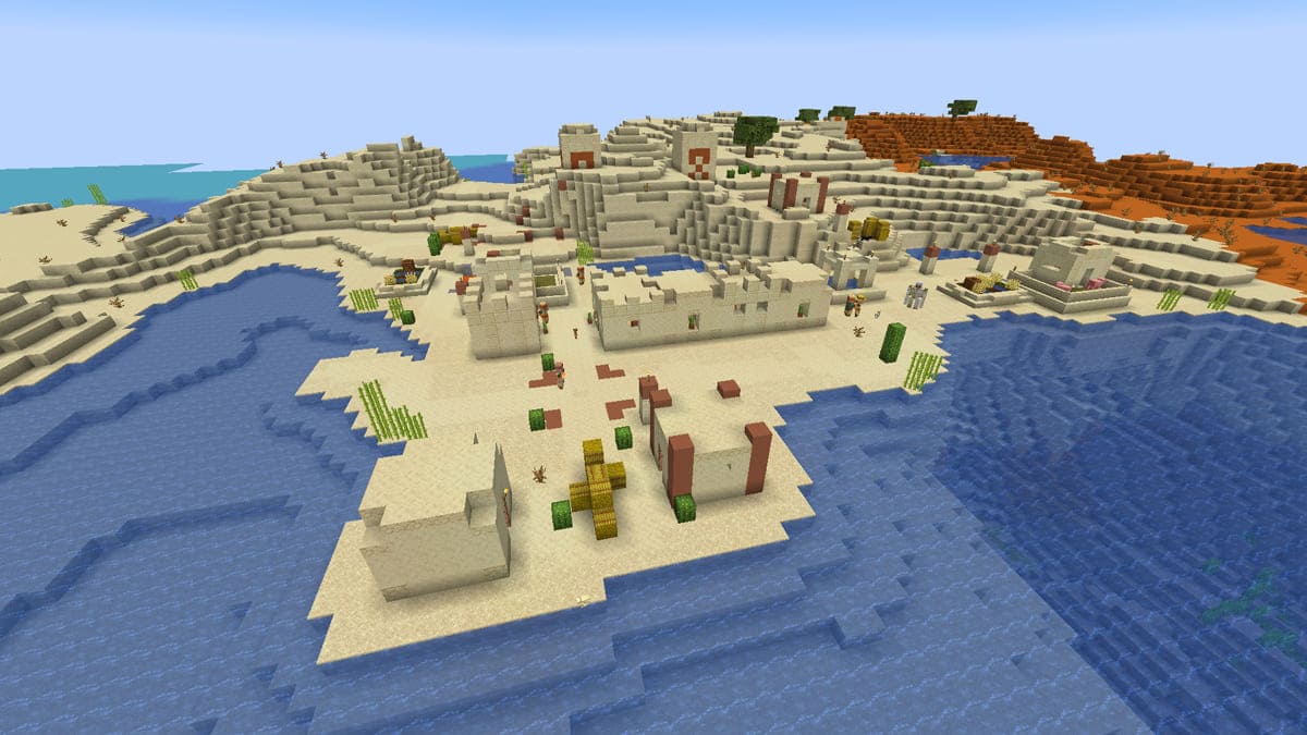 Desert temple and village in Minecraft