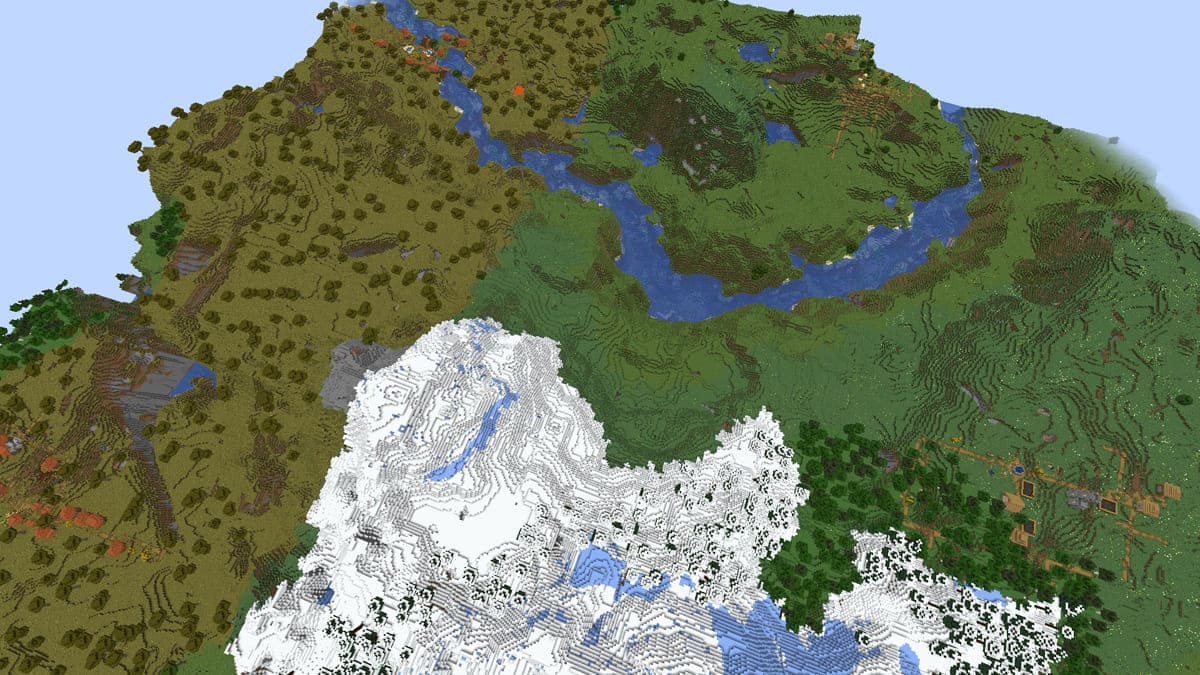 Quadruple village in Minecraft