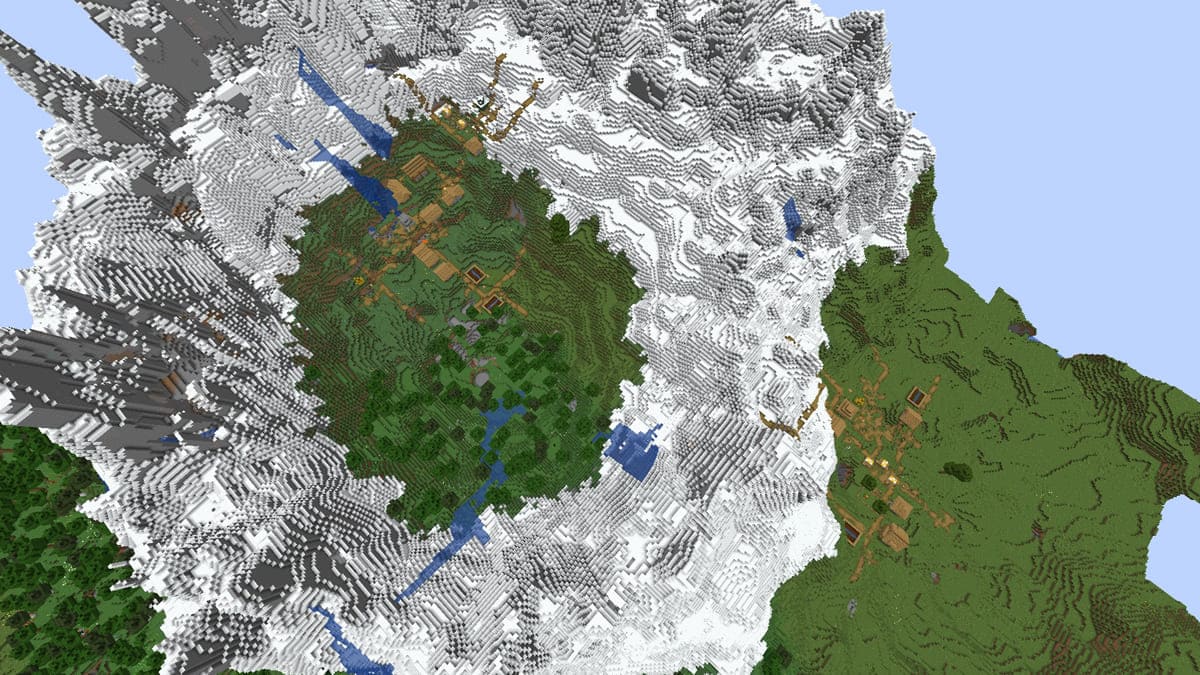Pierścień góra i wioska w Minecraft