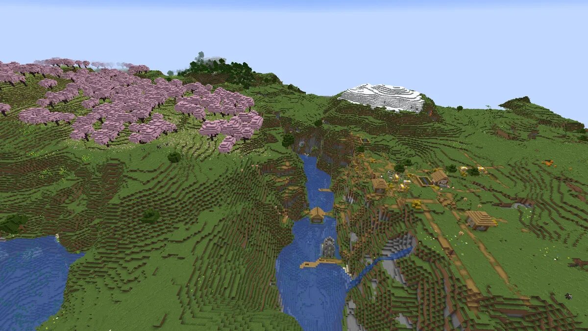 River grove and village in Minecraft