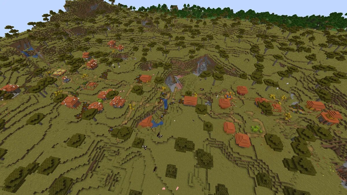 Zombies and village in Minecraft