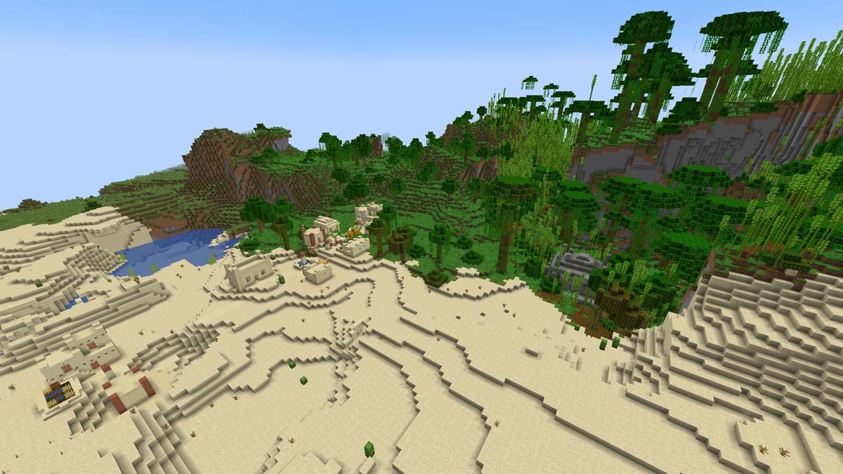 Desert village with jungle temple in Minecraft