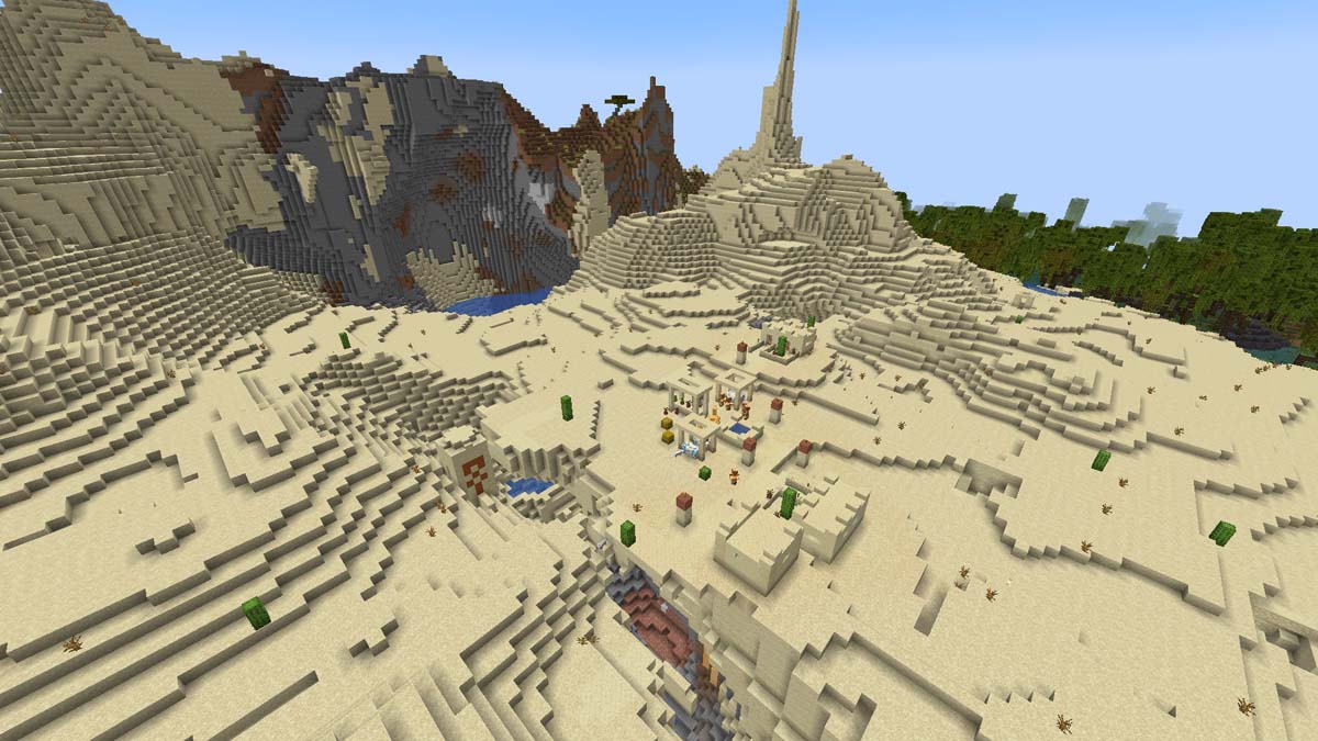 Village with a desert temple in Minecraft