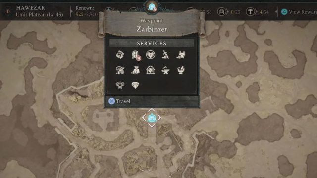 Diablo 4 Hawezar zone waypoints map Zarbinzet