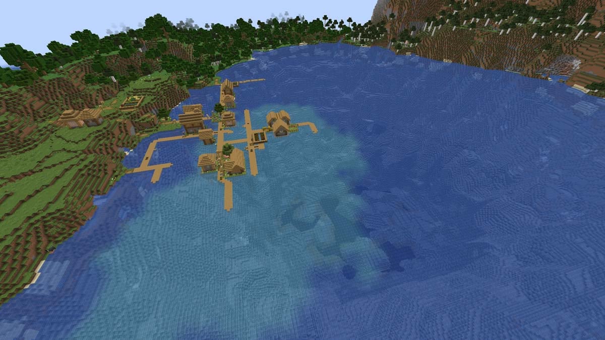 Dorf am Seeufer in Minecraft