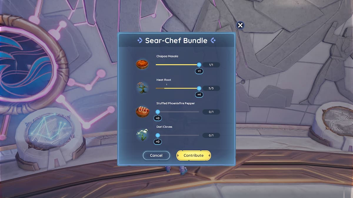 Sear-Chef Bundle requirements in the Vault of the Flames. 