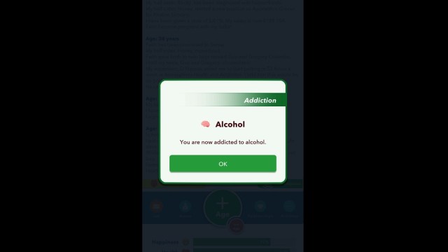 Addiction notification pop up