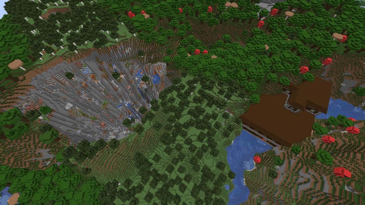 Huge ravine and woodland mansion in Minecraft