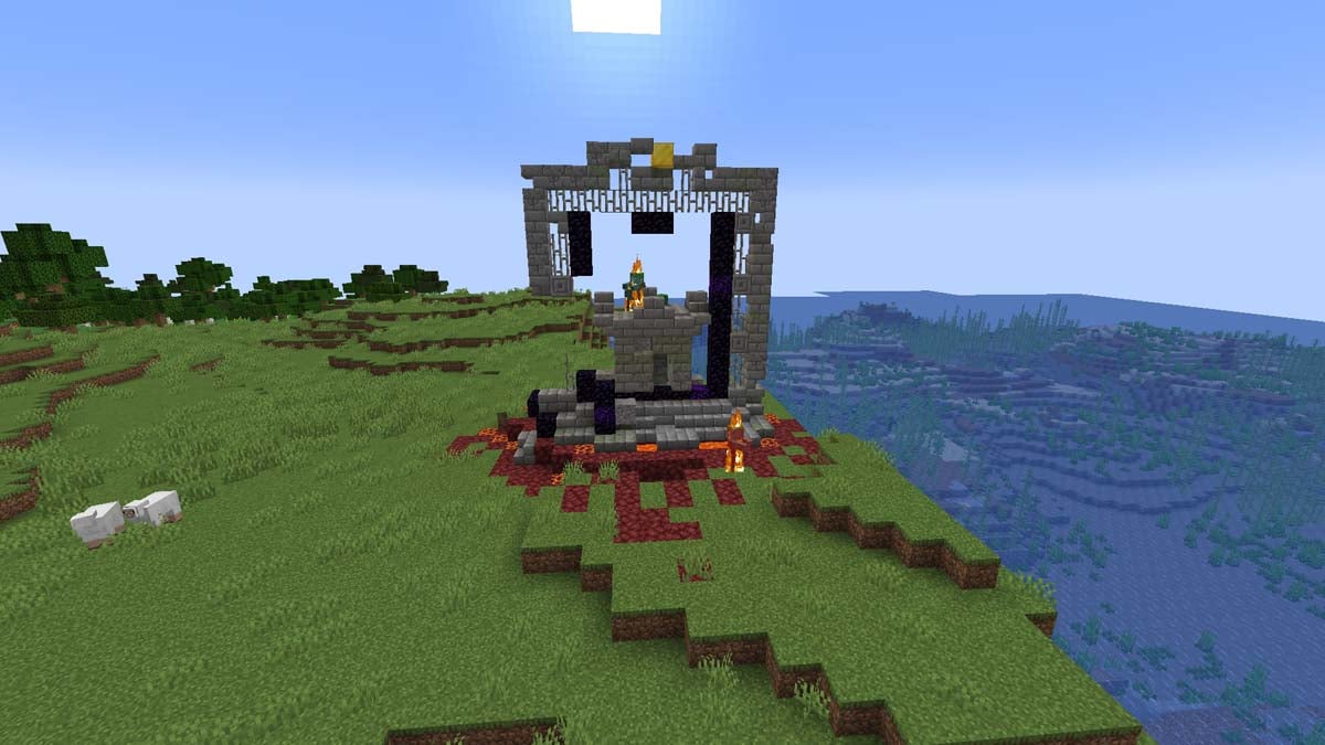 Exposed ruined portal in Minecraft