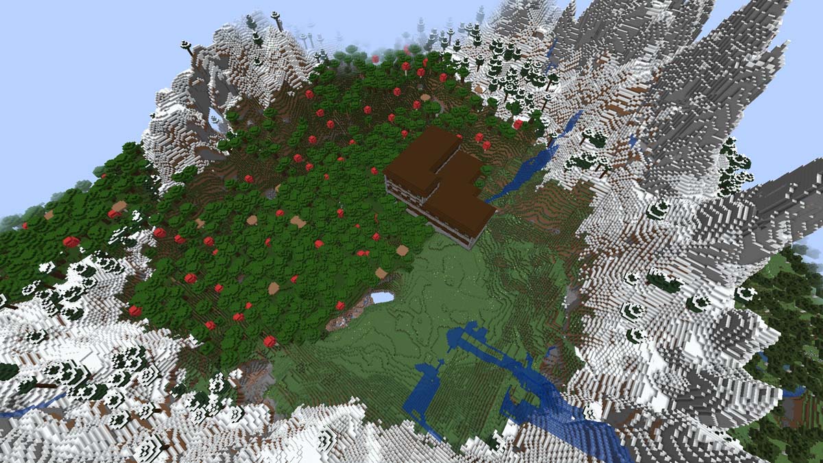 Woodland mansion inside the mountain in Minecraft
