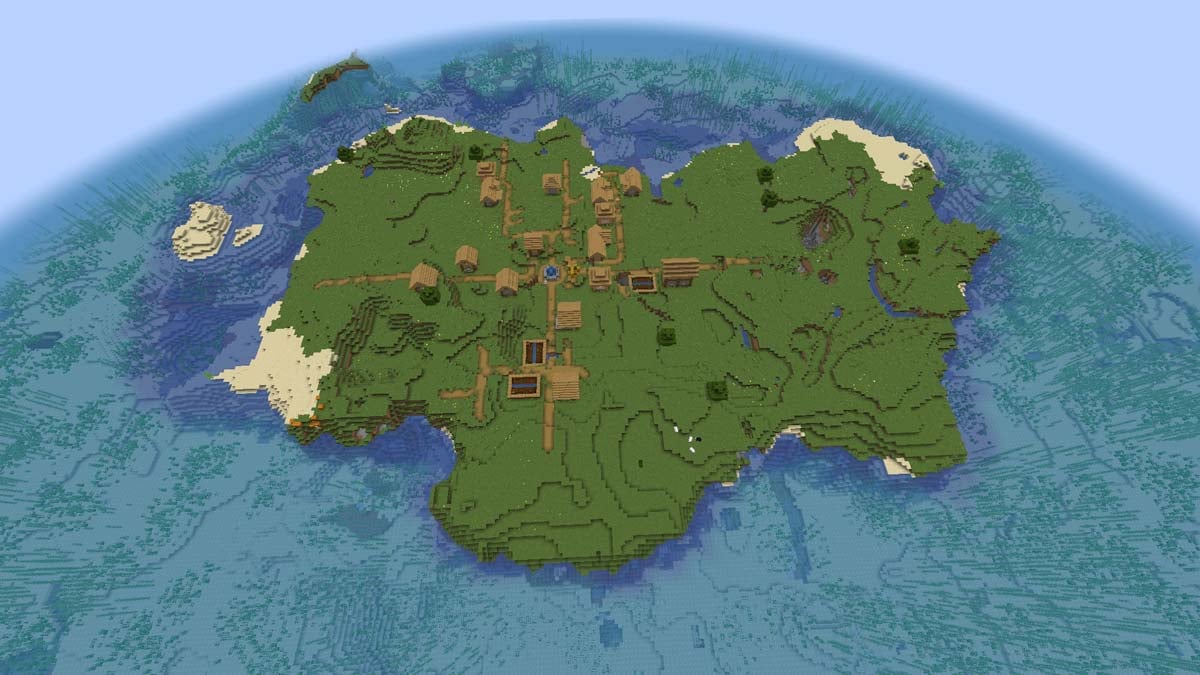 Survival island village in Minecraft
