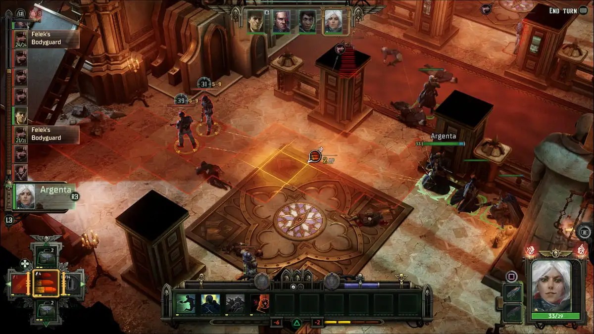 argenta shooting burst fire at enemies in warhammer 40k rogue trader