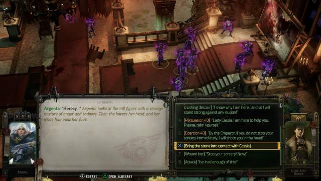 warhammer 40k rogue trader characters in a dialogue encounter