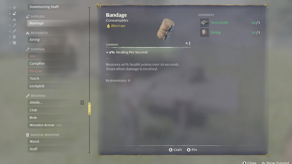 bandage recipe in enshrouded