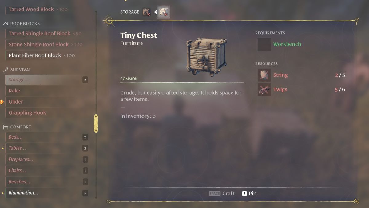 The Tiny Chest recipe in Enshrouded