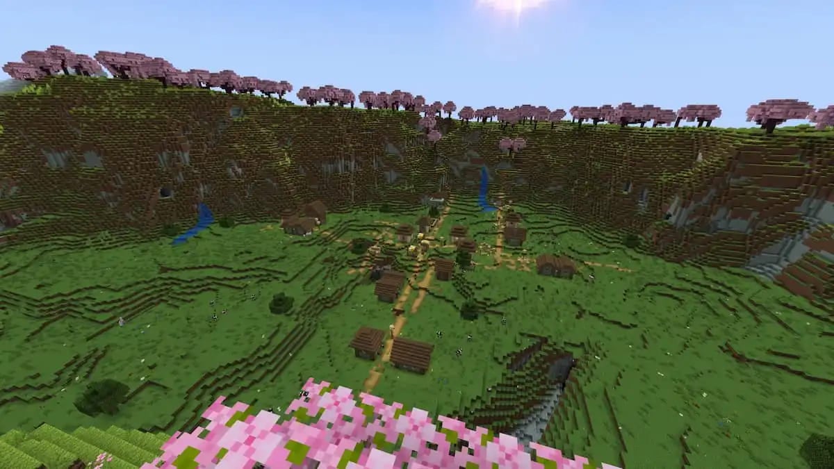 Kirschhain und Dorf in Minecraft