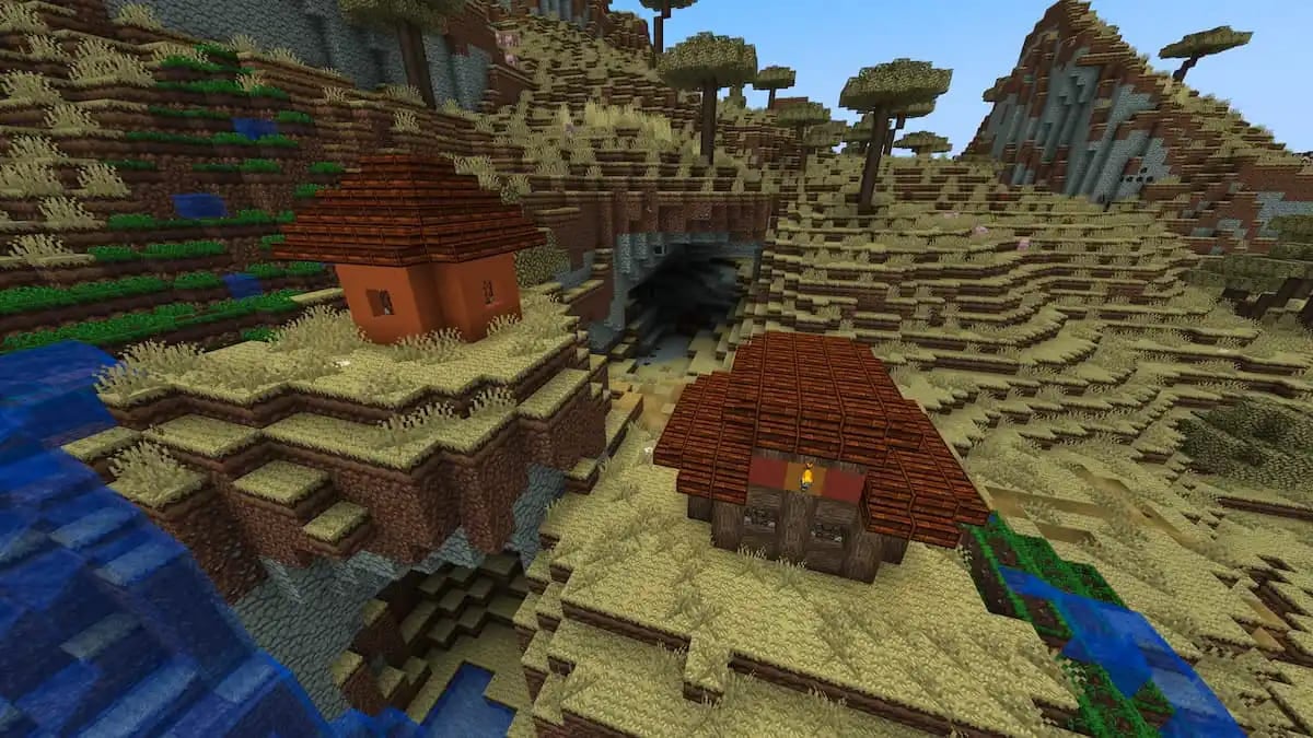 Huts of the acacia village in Minecraft