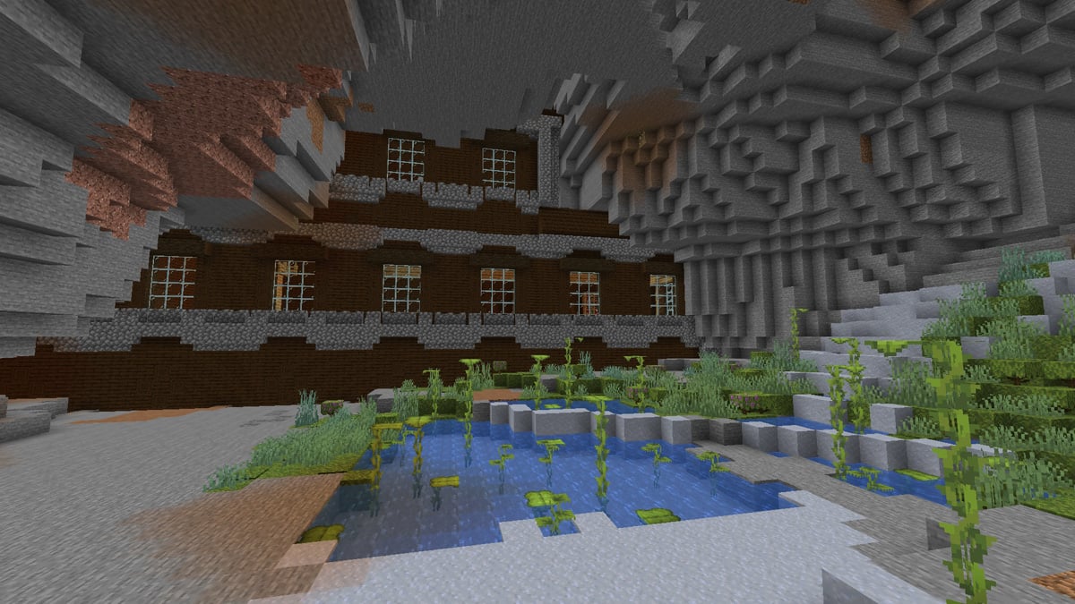 Woodland mansion inside the cave in Minecraft