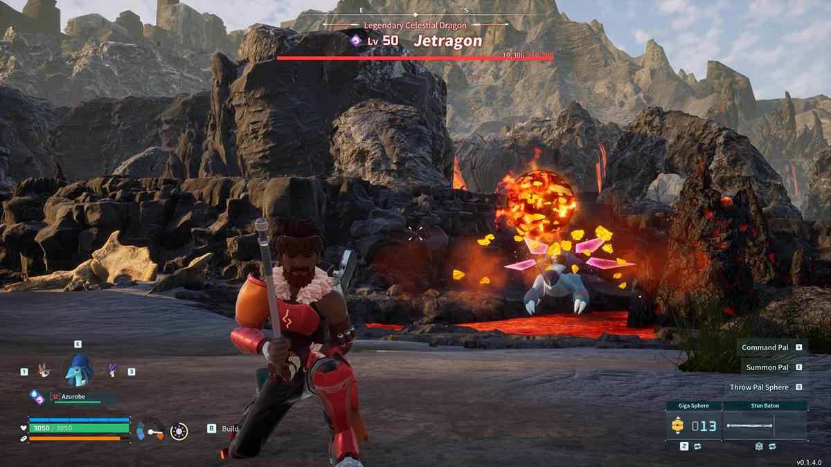 Player kneeling in front of a Jetdragon