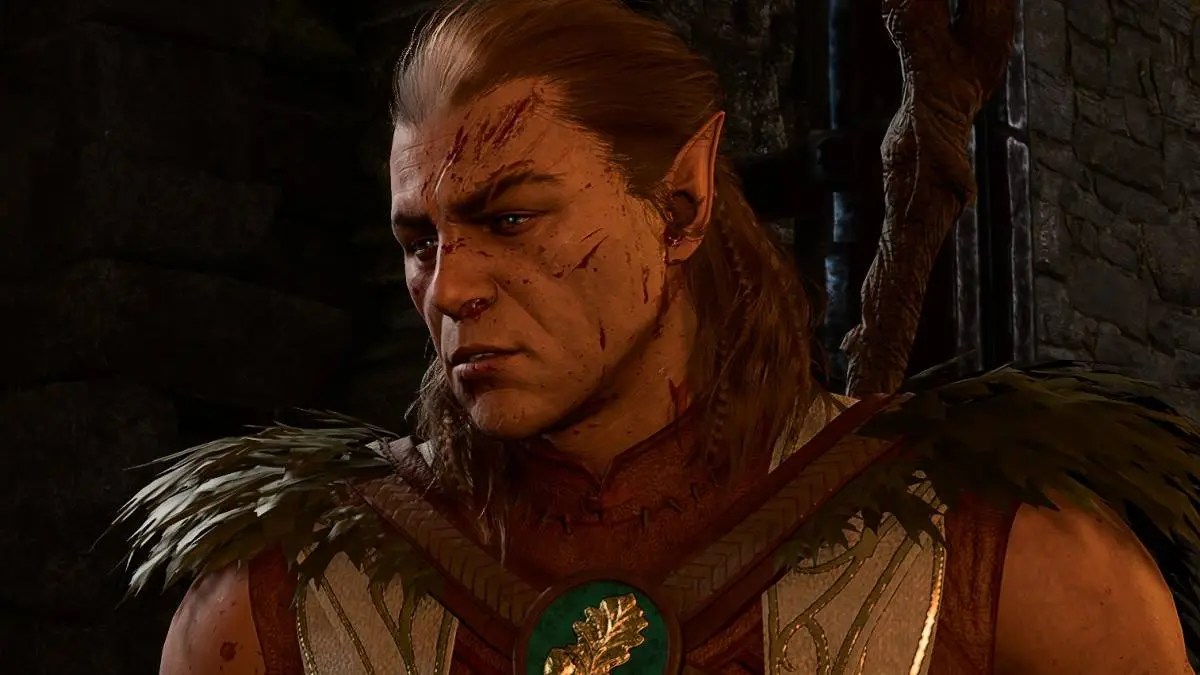 a wood elf druid halsin looks troubled in baldurs gate 3