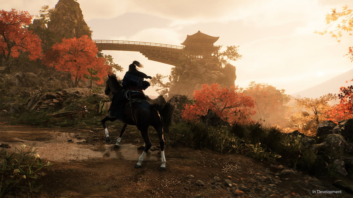 ronin riding his horse in rise of the ronin