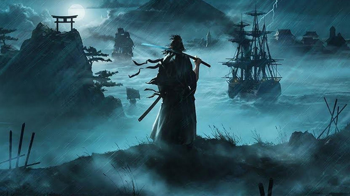 ronin gazing at a foggy sea full of ships in rise of the ronin