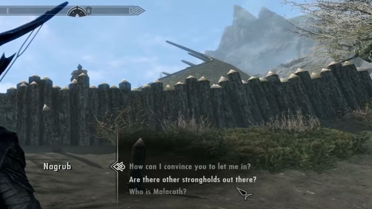 talking to an orc guard in an orc stronghold in skyrim