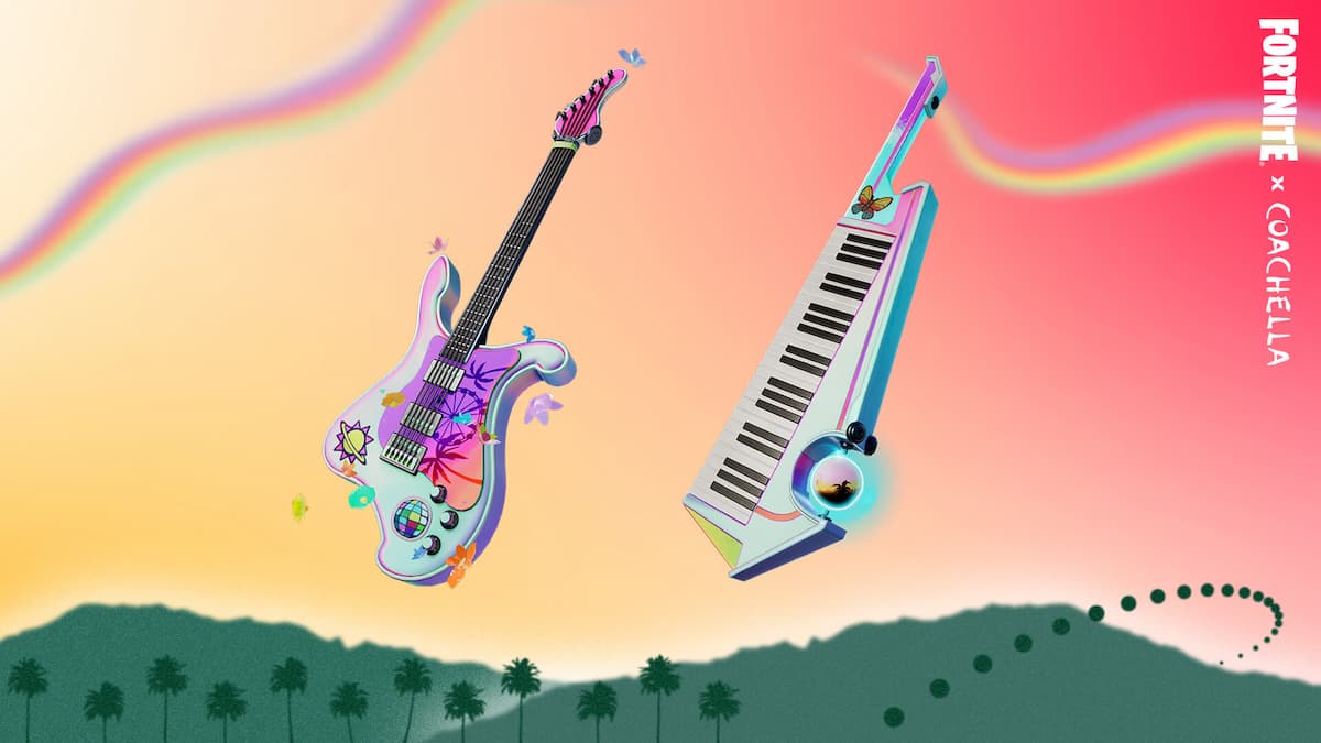 Two coachella styled guitars for fortnite festival mode