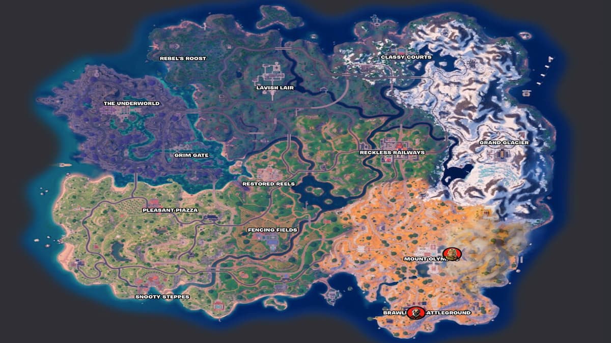 Fortnite Kapitel 5 Staffel 2 Karte mit Ares- und Zeus-Standorten 