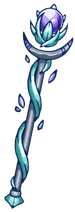 Blue and purple staff with a gem at the end