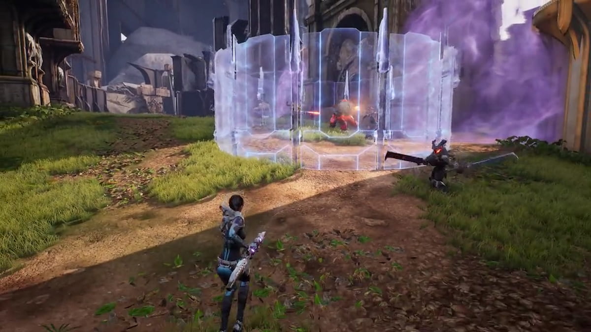 Dekker placing Containment Fence ability, blocking enemies from getting through