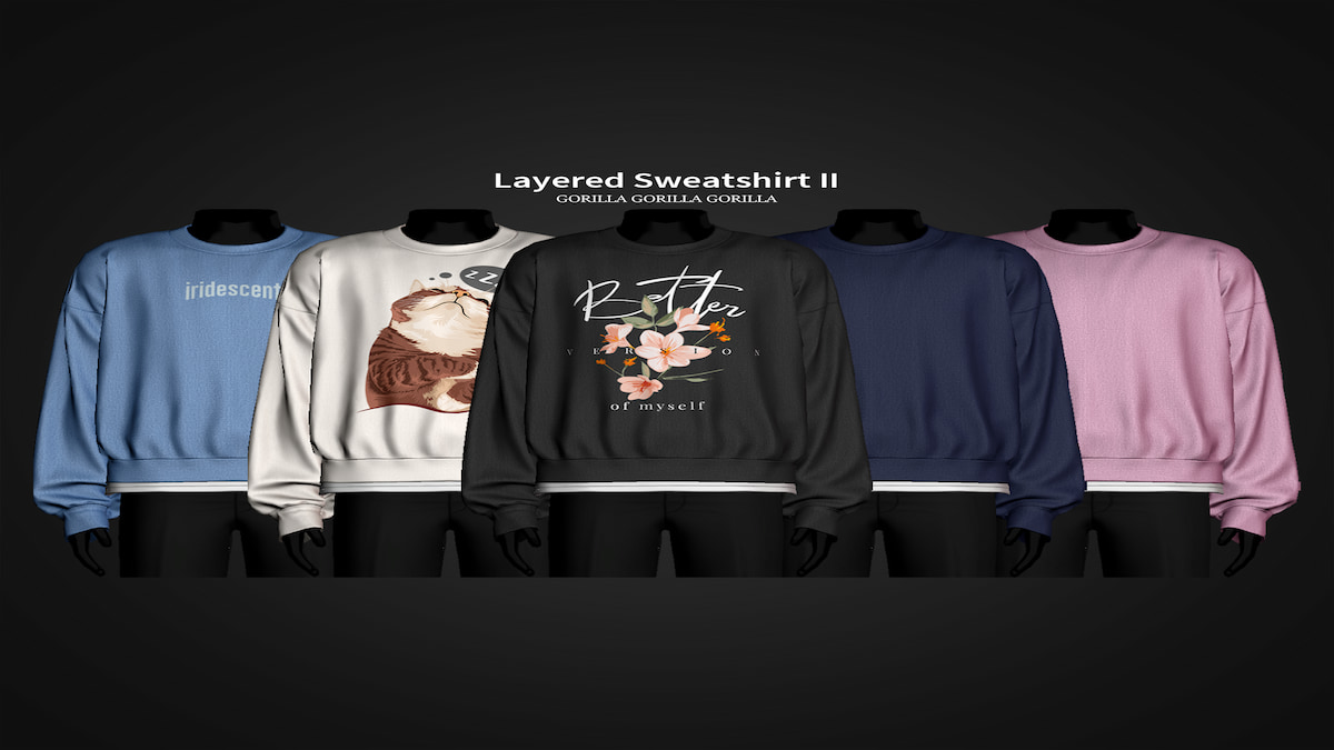 Fünf verschiedene Sweatshirt-Styles 