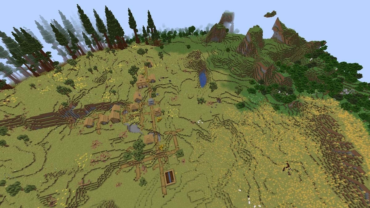 Pasture, prairie, redwood forest in Biomes o Plenty mod for Minecraft