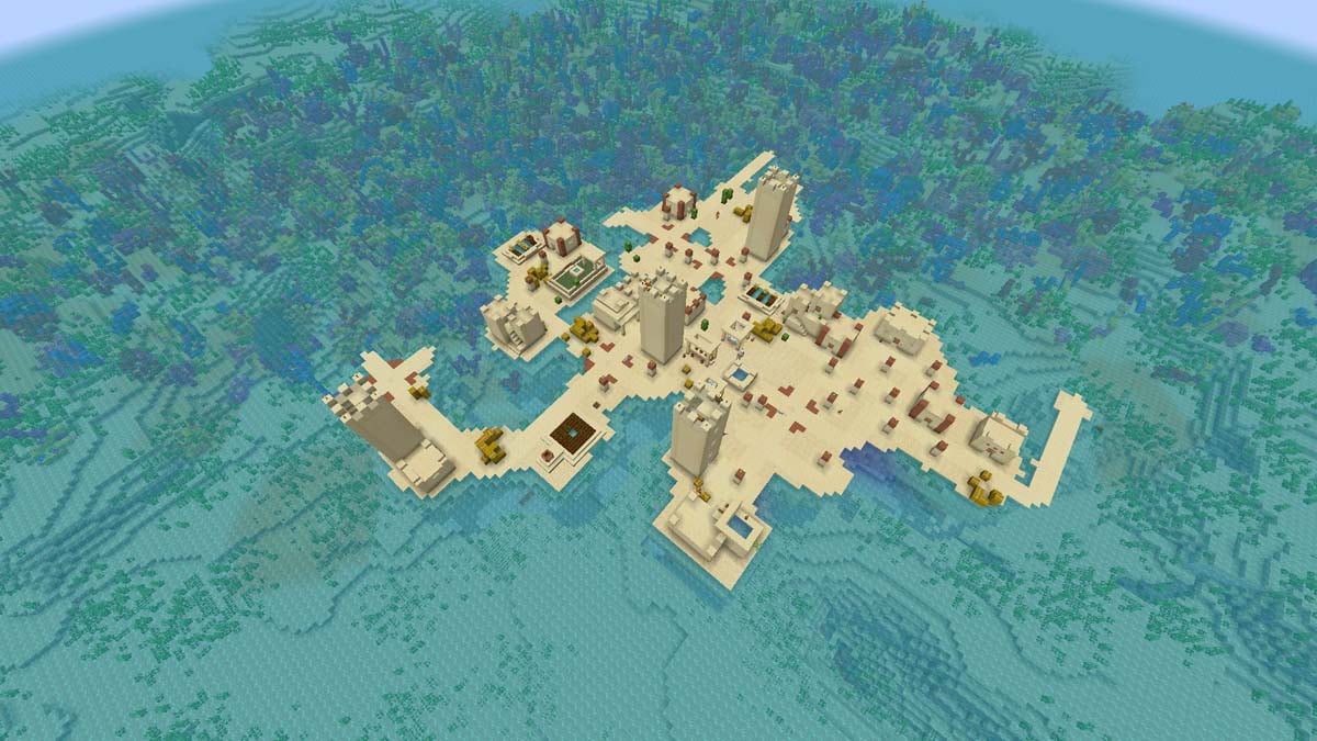 Coral reef island village in Minecraft