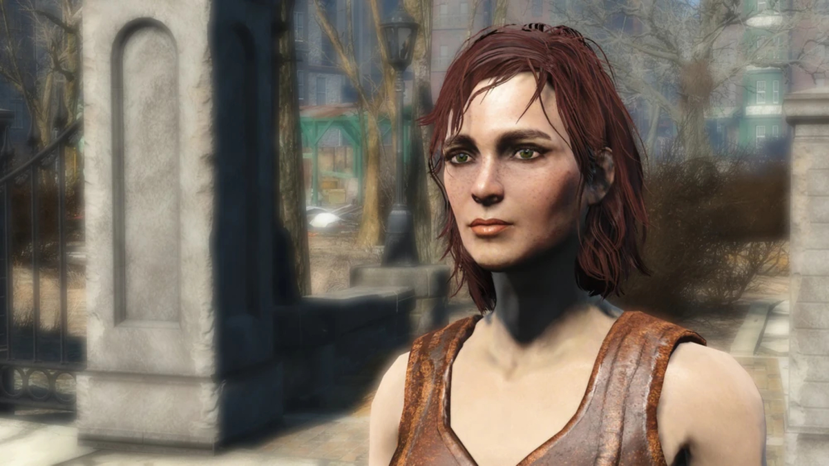 Talking to Cait, one of the ten companions you can romance, in Fallout 4.