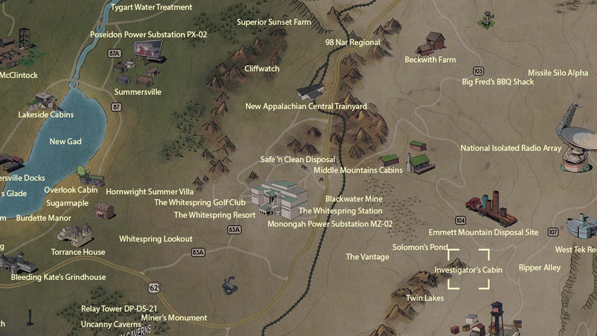 Standort der Ermittlerkabine in Fallout 76