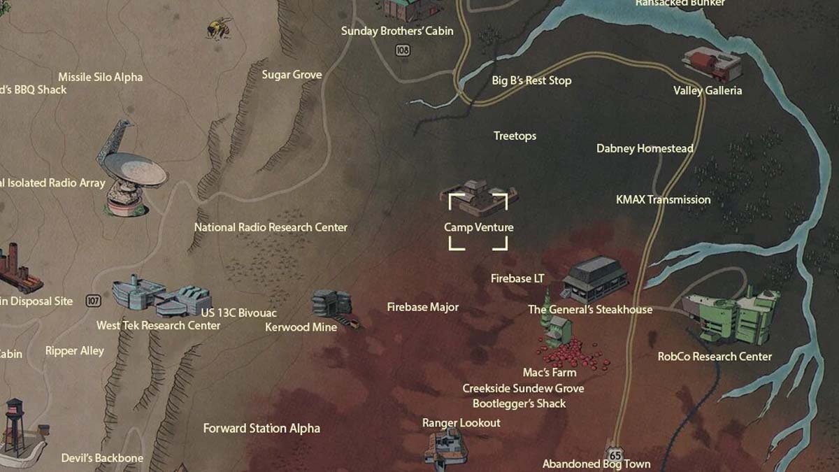 Camp Venture-Standort in Fallout 76