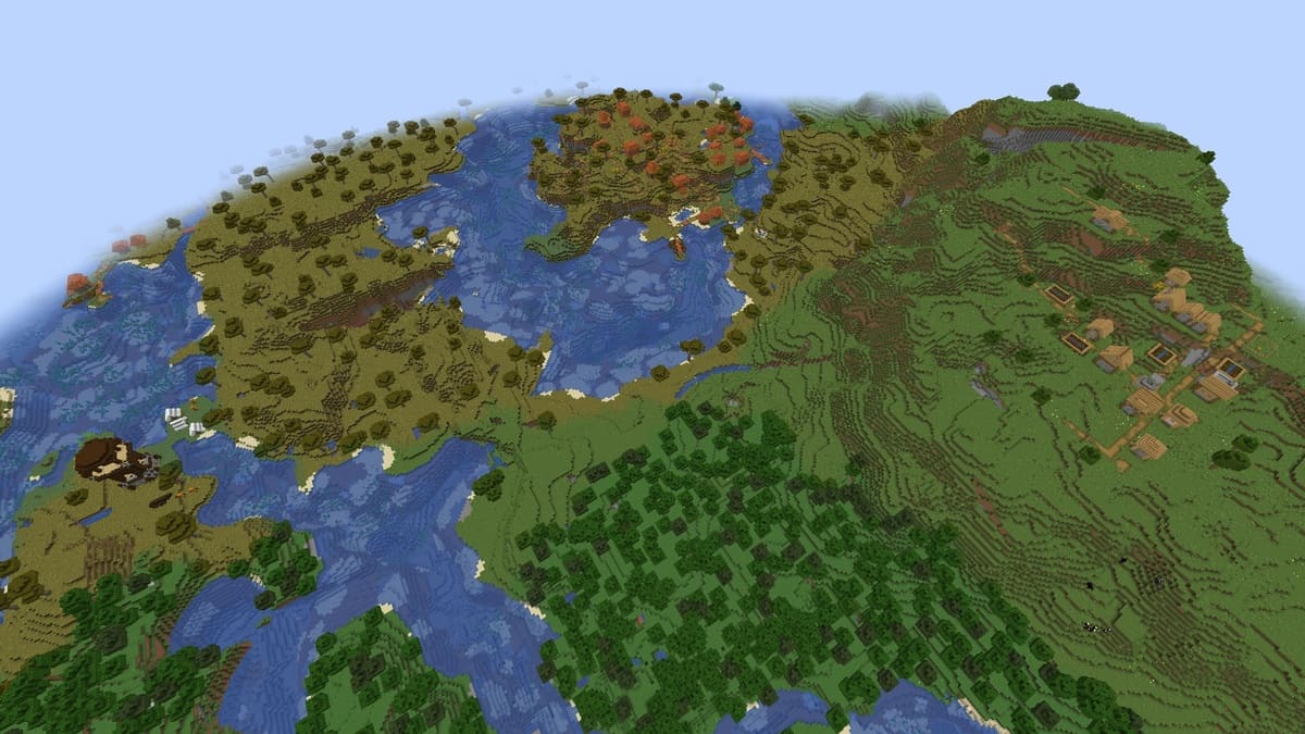 Pillager outpost and triple village in Minecraft