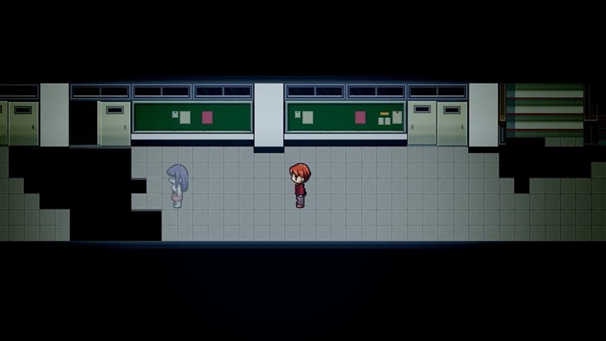 Misao's ghost in a school hallway
